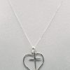 Open Heart & Cross Pendant & Chain