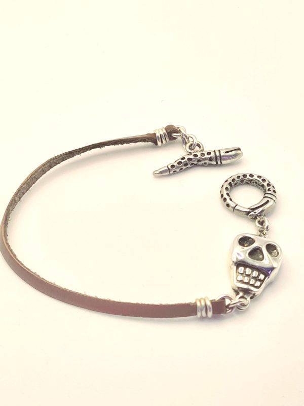 Skull and Snake Leather Bracelet