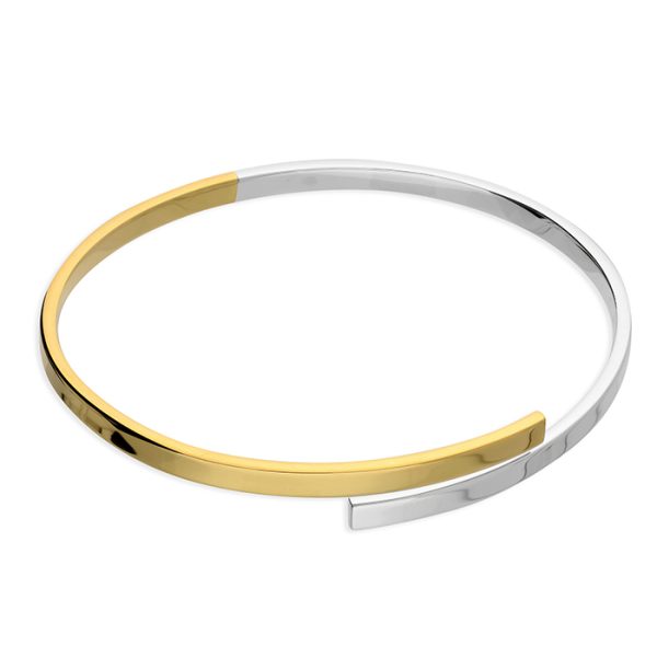 Two Tone Gold-Plated Crossover Bangle