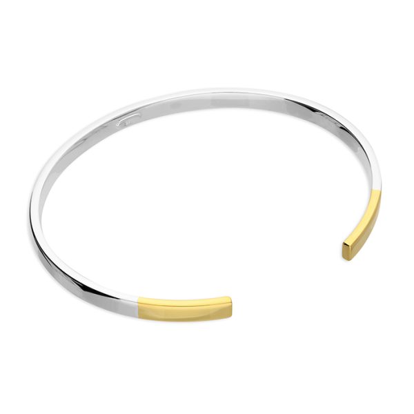 Two Tone Gold Plated Tipped Bangle