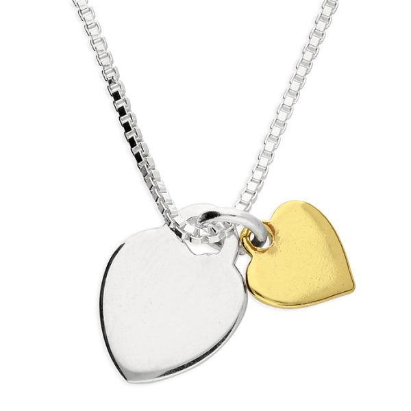 Silver & Gold-plated small double heart