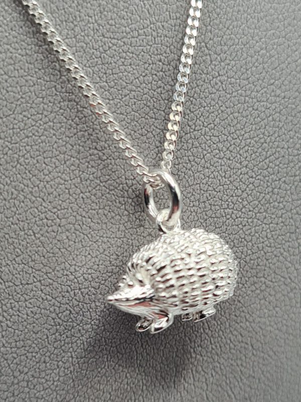 Solid Silver Hedgehog Pendant & Chain
