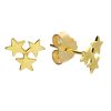 Small yellow gold plated triple star stud