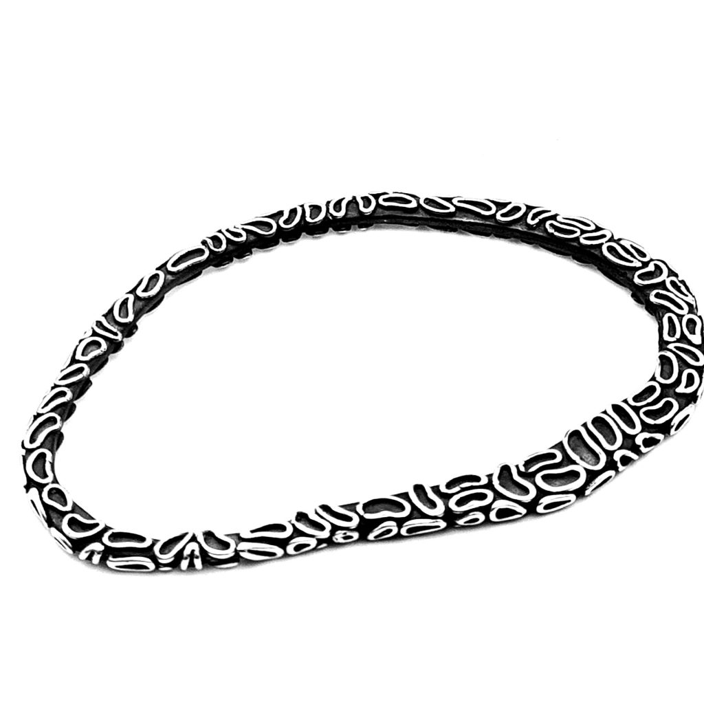 Oxidised Irregular Giraffe Print Bangle