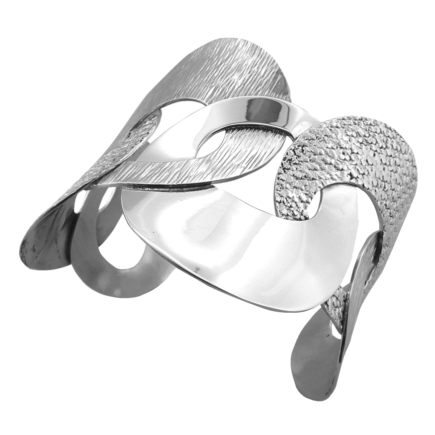 Wide Multi Textured Cuff Bangle