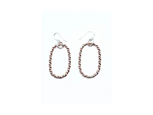 Copper & Silver Barley Twist Drop Earrings