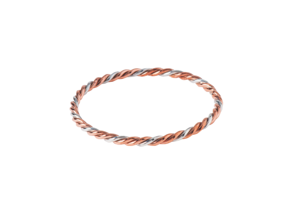 Copper and Silver Barley Twist Bangle