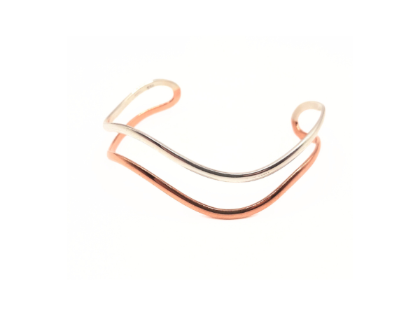 ZB002C-2 Double Wave Copper and Silver Cuff