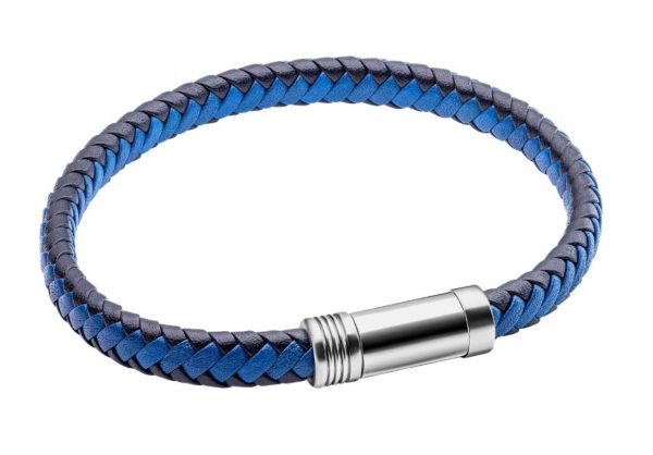 Blue - Multi-Tone Woven Leather Bracelet