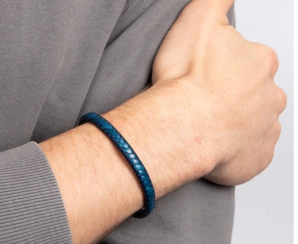 Blue - Multi-Tone Woven Leather Bracelet