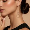 Silver Double Open Ring Pull Thru Earrings