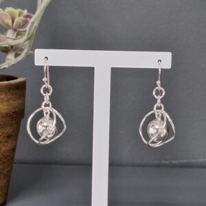 Silver Open Wire Atom Earrings