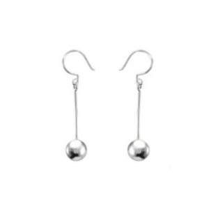 Silver Long Drop Bola Earrings