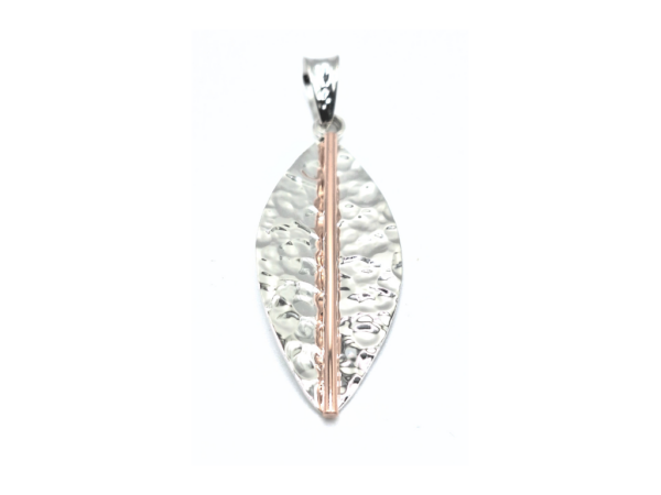 Copper & Hammered Silver Leaf Pendant