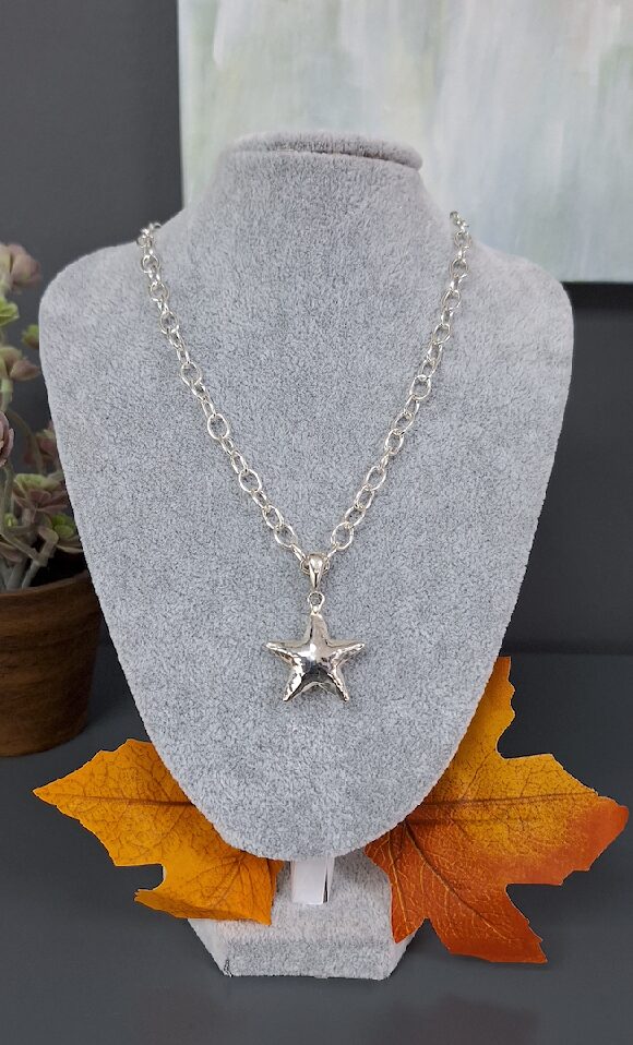 Hammered  Star Drop Necklace