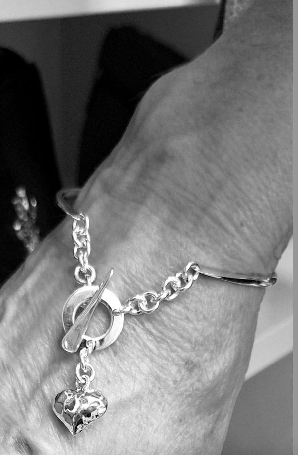 Solid Bangle with Heart Charm
