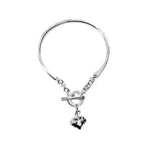 Solid Bangle with Heart Charm