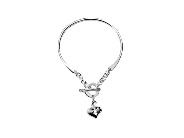 Solid Bangle with Heart Charm