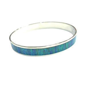 Wide Sky Blue Opal Bangle