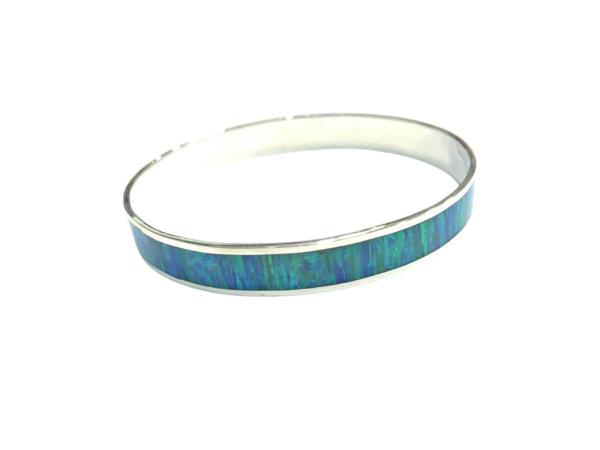 Wide Sky Blue Opal Bangle