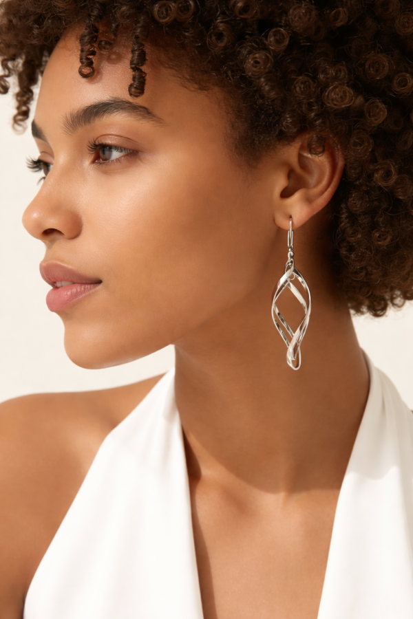 ZE0043 MODEL Open Double Elliptical Drop Earrings