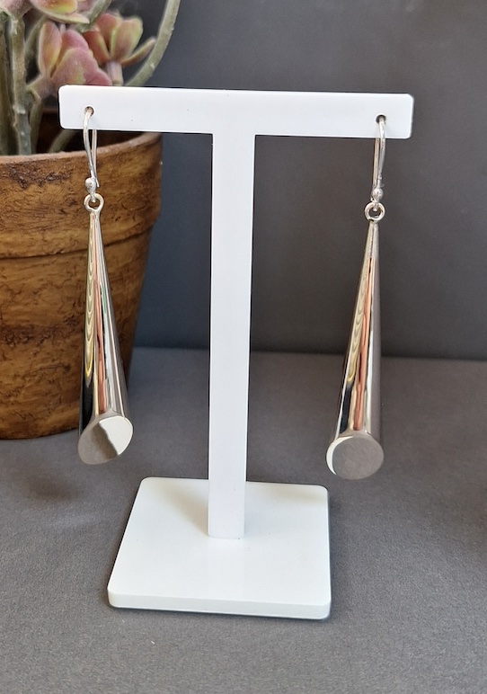 Long Polished Bevel End Earrings