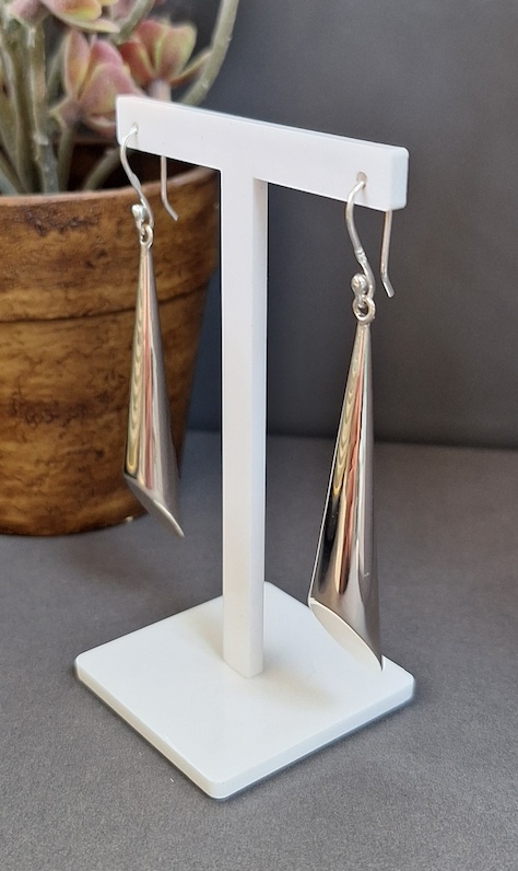 Long Polished Bevel End Earrings