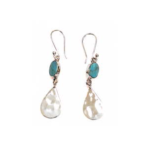 Hammered Recon Turquoise Drop Earrings