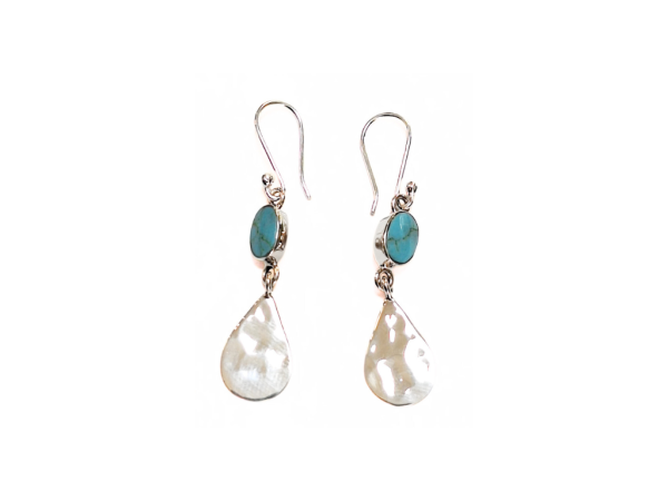 Hammered Recon Turquoise Drop Earrings