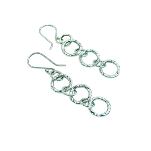 Hammered Triple ring Drop Earrings
