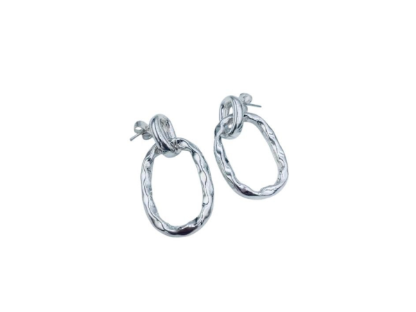 Hammered Open Oval Ring Hoops