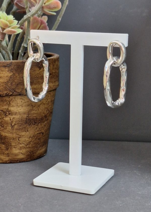 Hammered Open Oval Ring Hoops