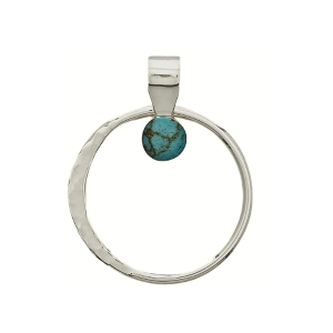 Open Hoop with Recon Turquoise Pendant and Chain