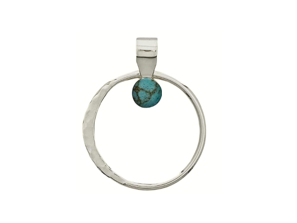 Open Hoop with Recon Turquoise Pendant and Chain