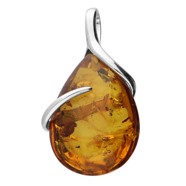 H5869S-1 Sterling Silver Baltic Amber Pendant and Chain