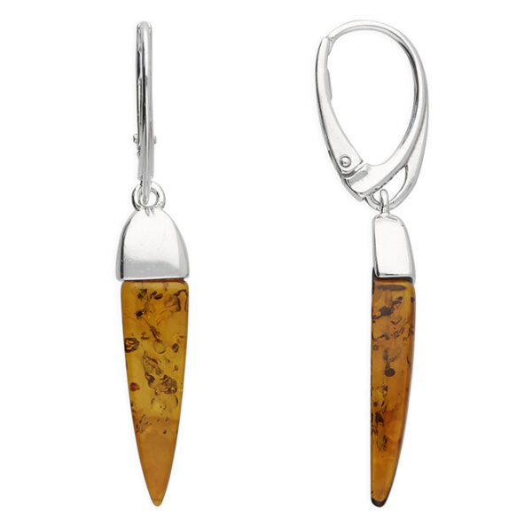 H6901B Cognac Amber Spike Drop Earrings
