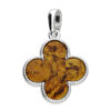 Sterling Silver Amber Quatrefoil Pendant