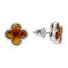 Sterling Silver Amber Quatrefoil Stud Earrings