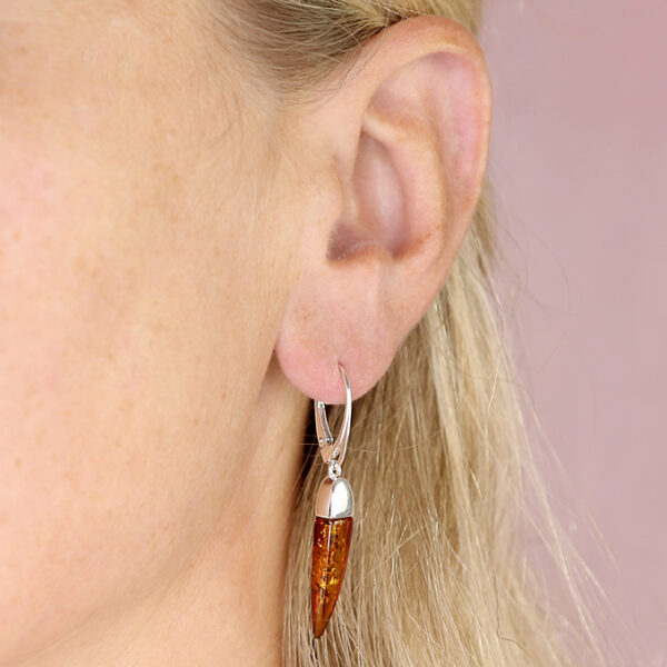 h6901b_2 Cognac Amber Spike Drop Earrings