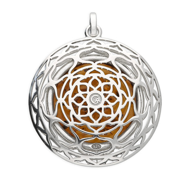 h6911b_2 Sterling Silver Amber Round Pendant