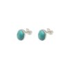 Silver & Reconstituted Turquoise Oval Stud