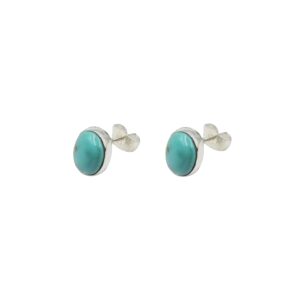 Silver & Reconstituted Turquoise Oval Stud