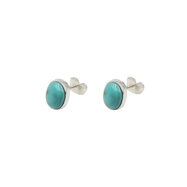 Silver & Reconstituted Turquoise Oval Stud