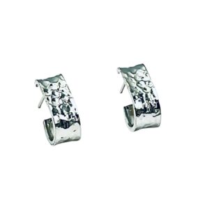 Hammered Silver Long Curl Studs