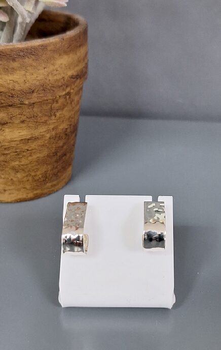 Hammered Silver Long Curl Studs