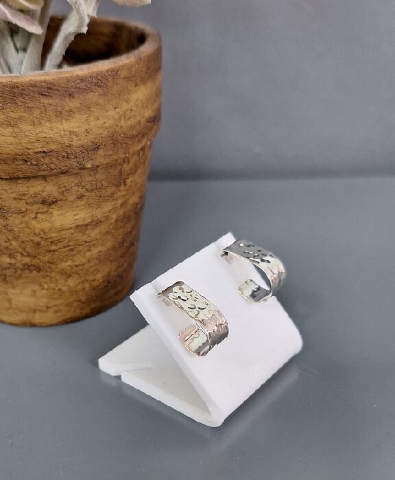 Hammered Silver Long Curl Studs