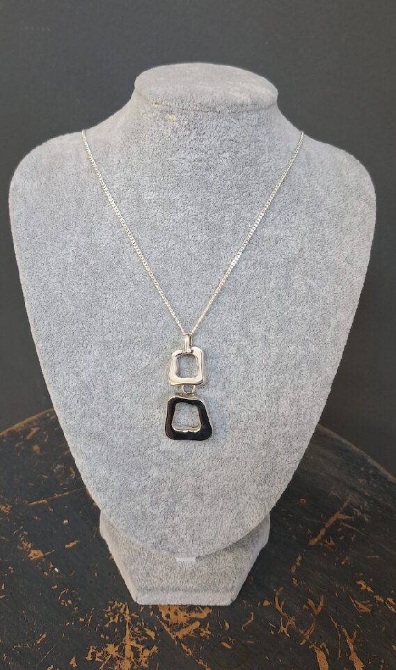 Double Mis Shape Square Pendant and Chain