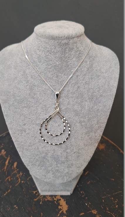 Fluted Double Open Teardrop Pendant and Chain