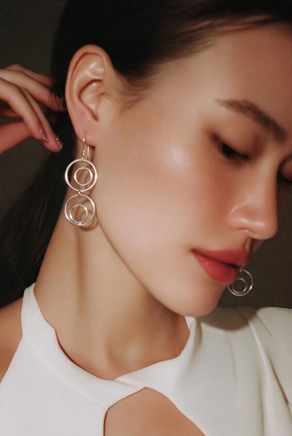 Double open ring Drop Earrings