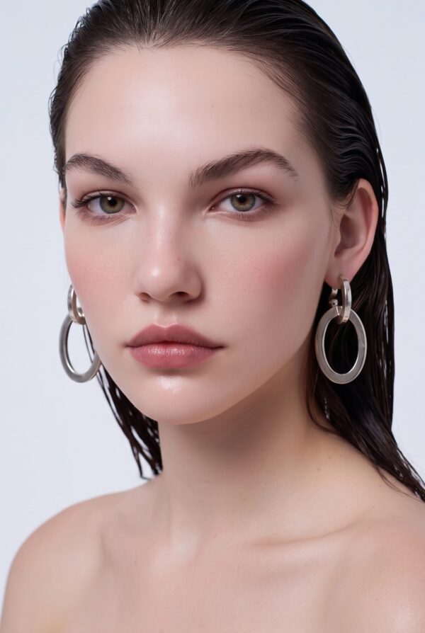 Wide Double Ring Hoop Studs